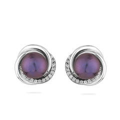 Обеци Swan Pearls CA472EB Черни Перли, Сребро 925